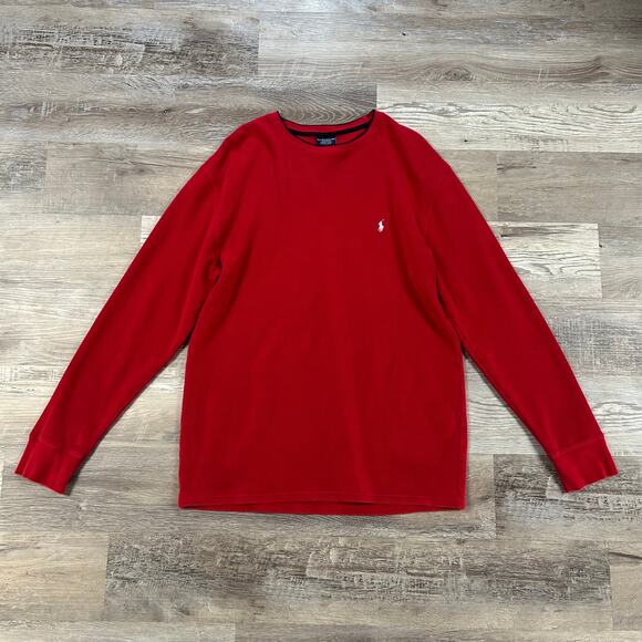 Polo Ralph Lauren Red Waffle Knit Thermal Long Sleeve Shirt 2XL Cotton - Picture 1 of 6